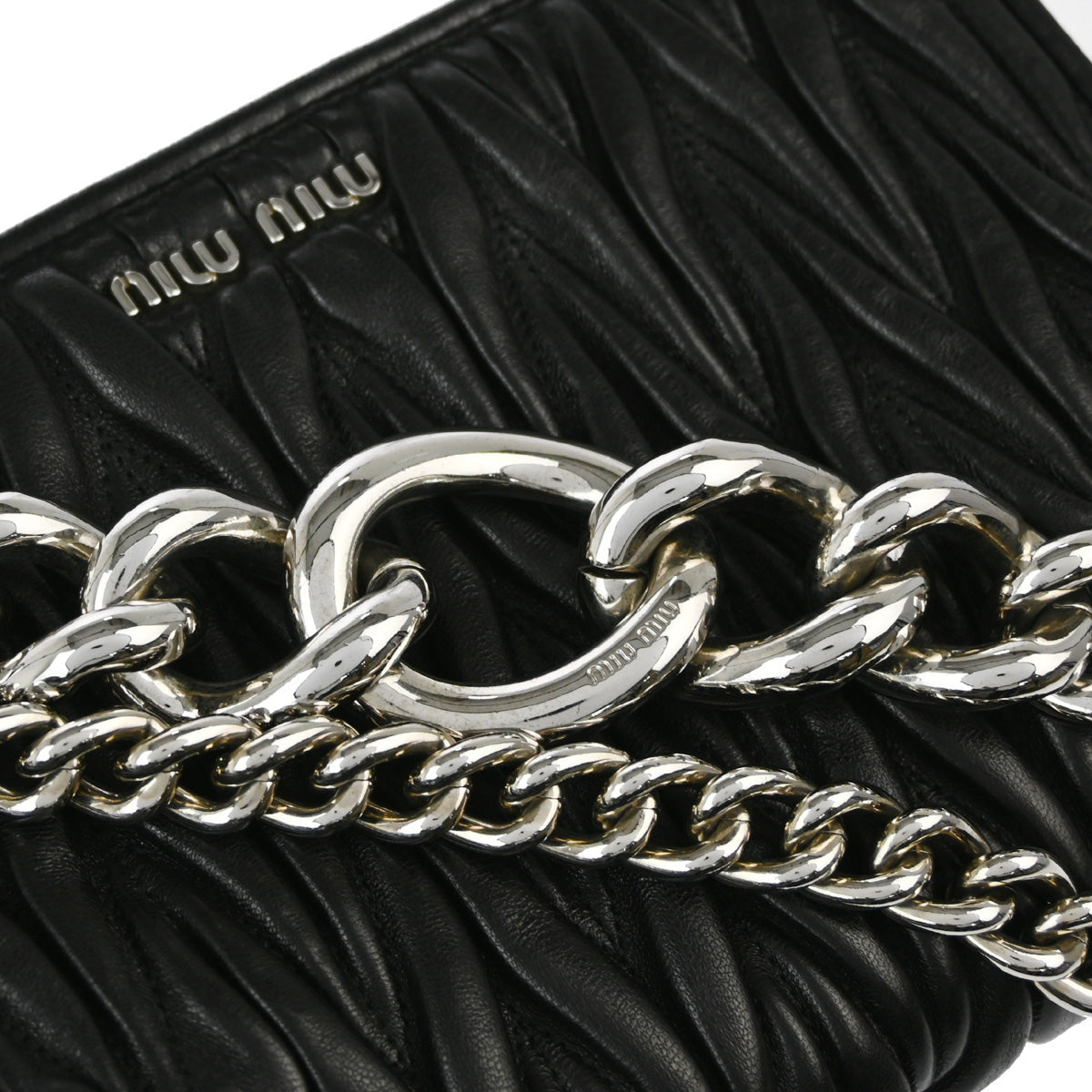 Miu Miu Black Lambskin Matelasse Pattina Shoulder Bag