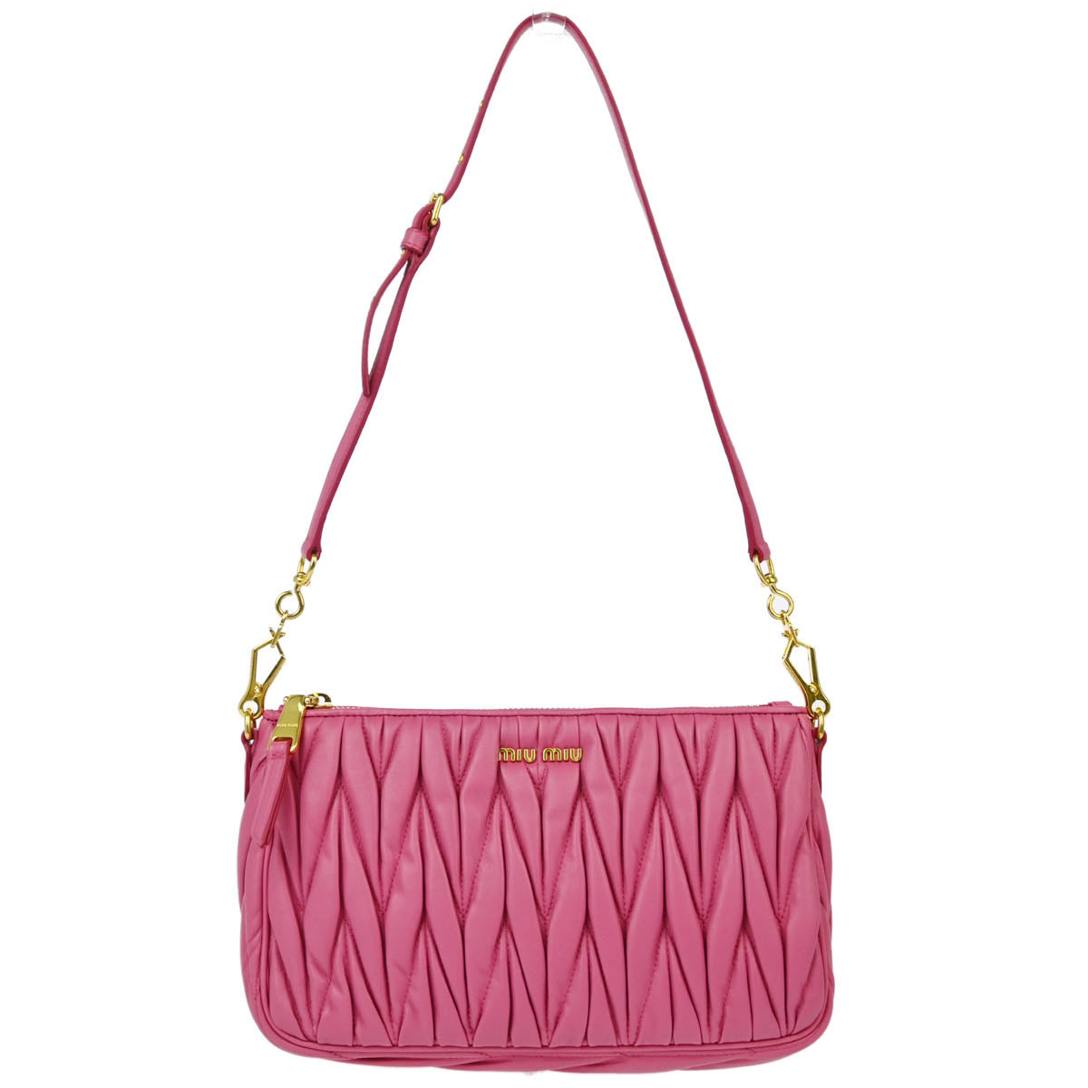 Miu Miu Pink Lambskin Matelasse Piccole Borse Shoulder Bag