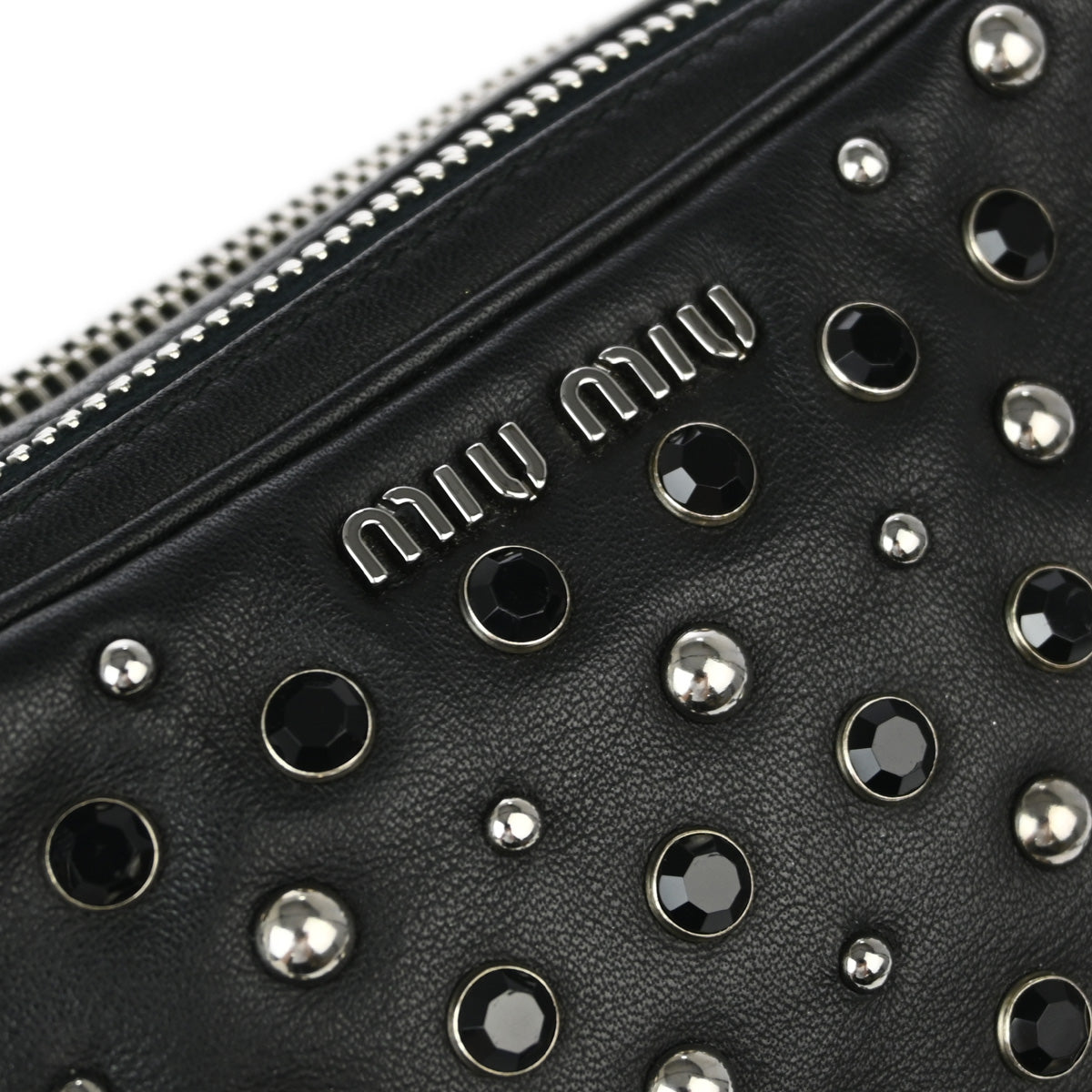 Miu Miu Black Leather Stone Shoulder Bag 37