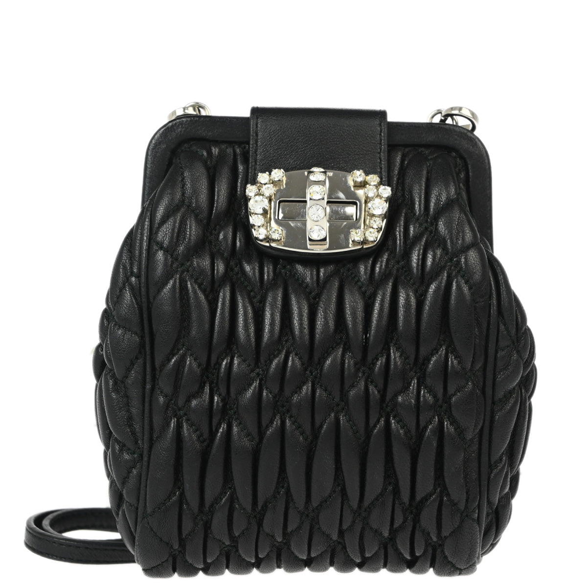 Miu Miu Black Lambskin Matelasse Shoulder Bag 194