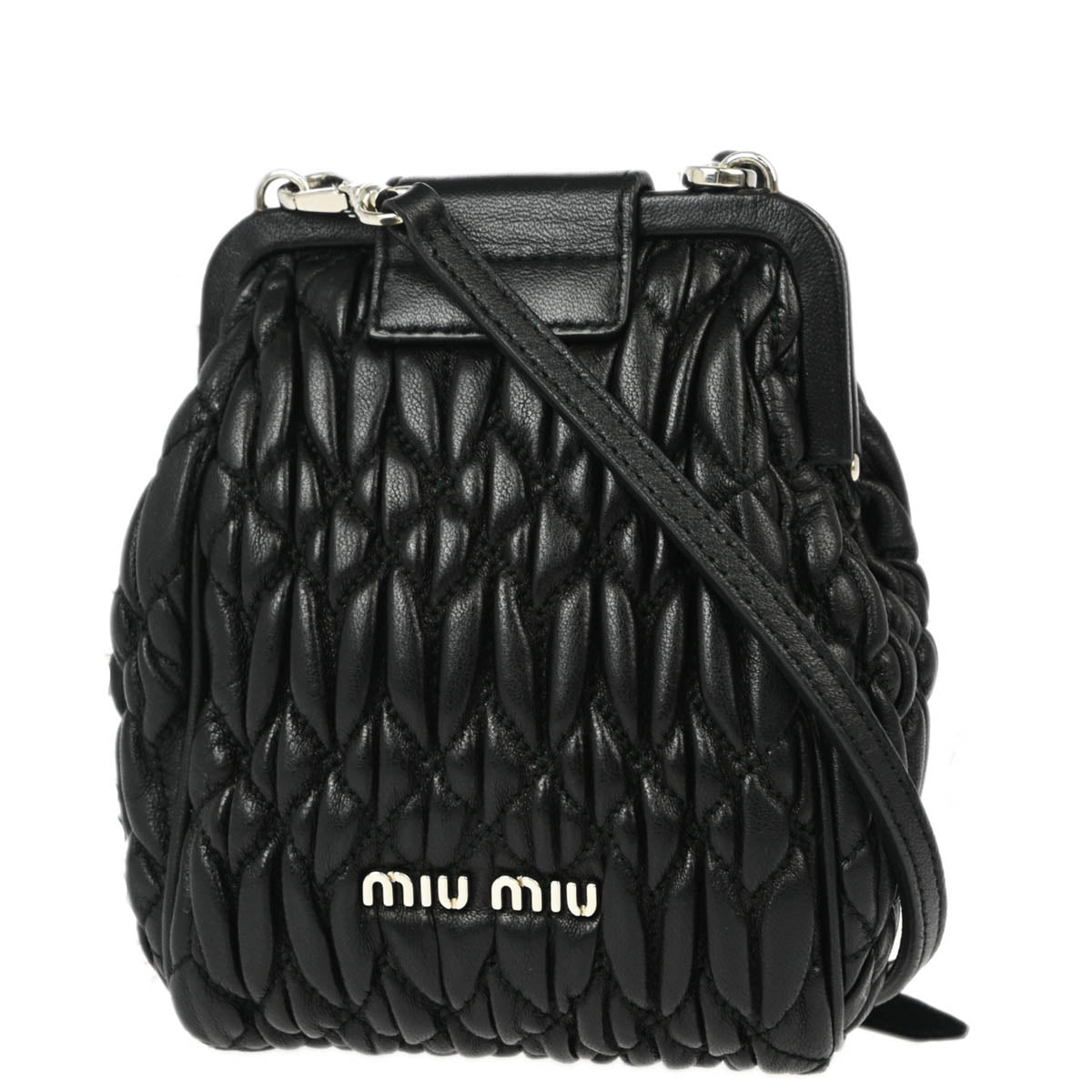 Miu Miu Black Lambskin Matelasse Shoulder Bag 194