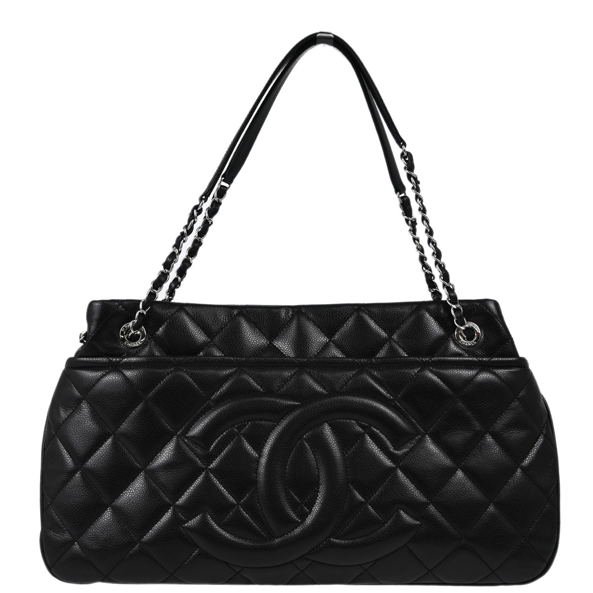 Chanel 2013-2014 Black Caviar Timeless Tote Chain Shoulder Bag