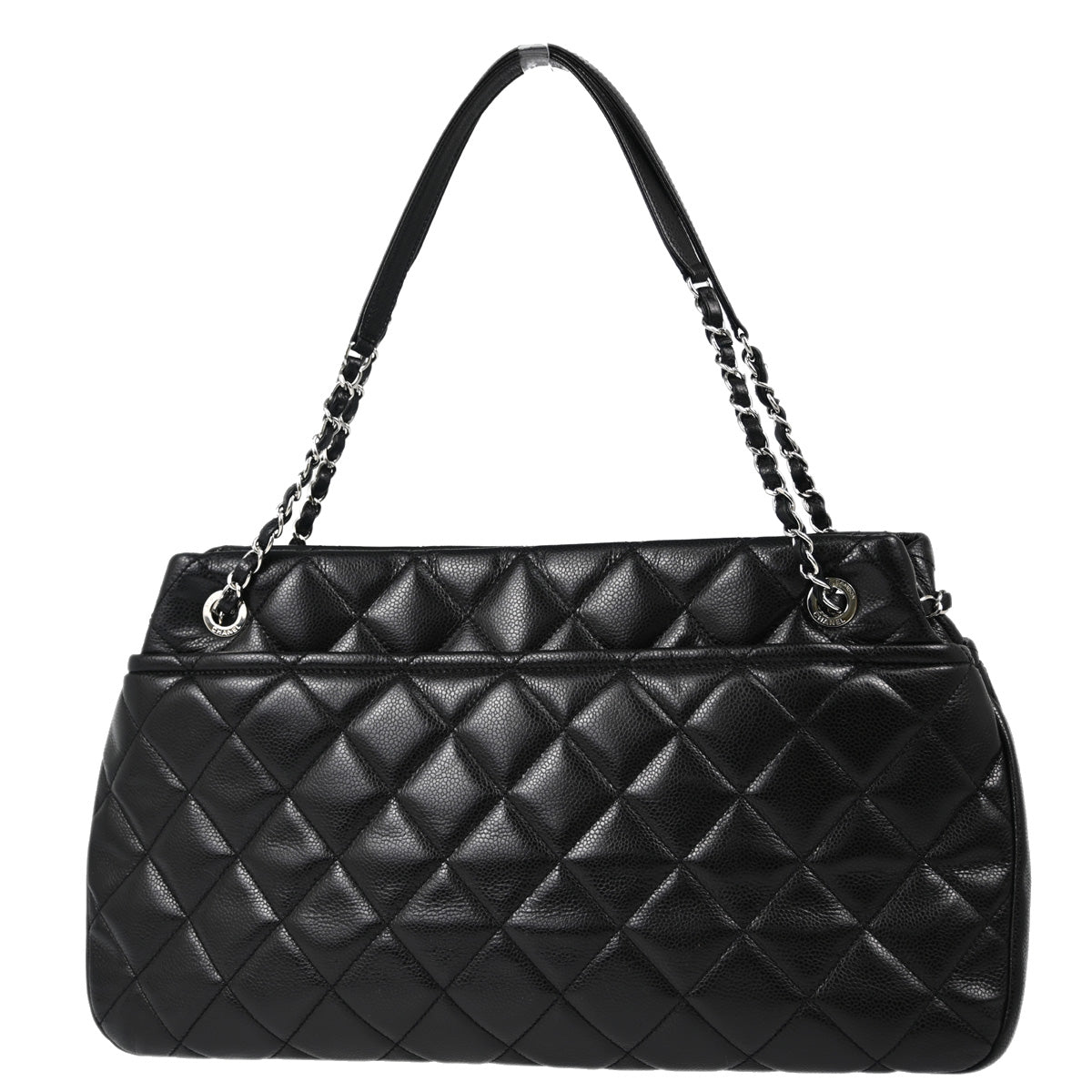 Chanel 2013-2014 Black Caviar Timeless Tote Chain Shoulder Bag