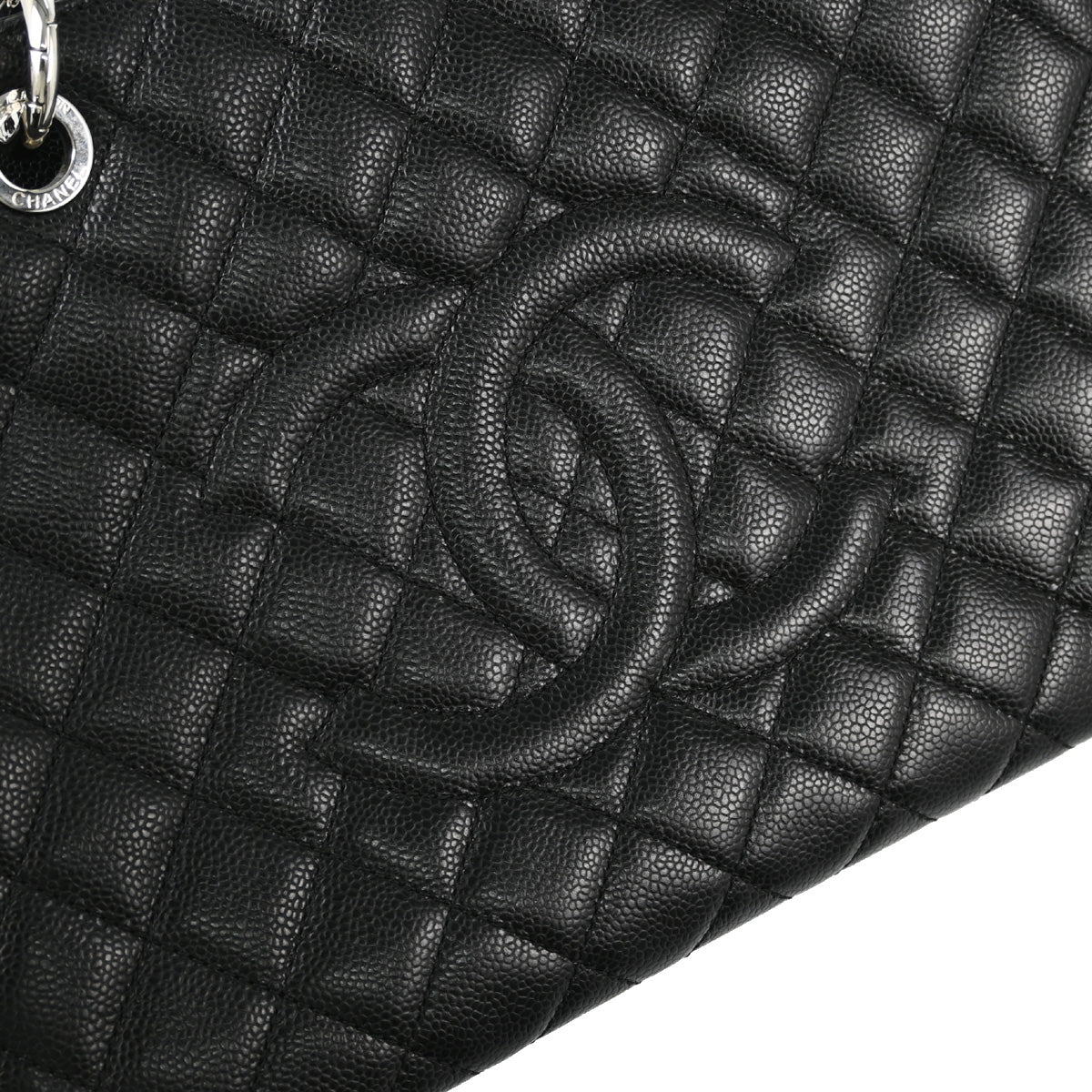 Chanel 2012 Black Caviar Grand Shopping Tote GST Chain Handbag