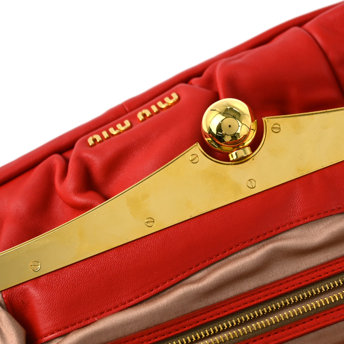 Miu Miu Red Lambskin Shoulder Bag