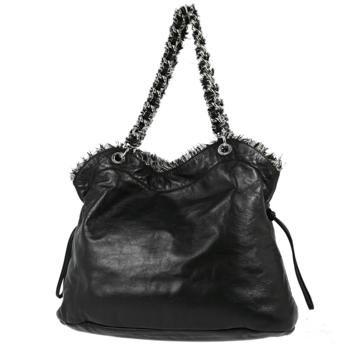 Chanel 2010-2011 Black Lambskin Chain Tote Shoulder Bag