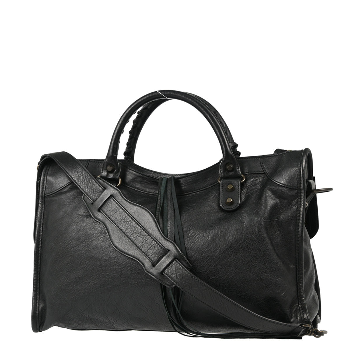 Balenciaga Black Lambskin The City Medium 2way Handbag