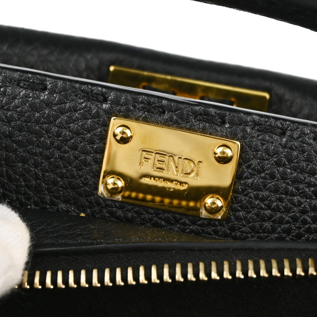 Fendi Black Leather Mini Peekaboo 2way Shoulder Handbag