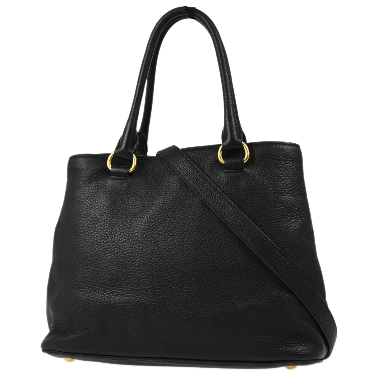 Prada Black Leather 2way Shoulder Tote Handbag