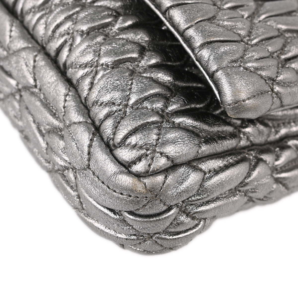 Miu Miu Silver Lambskin Matelasse Shoulder Bag