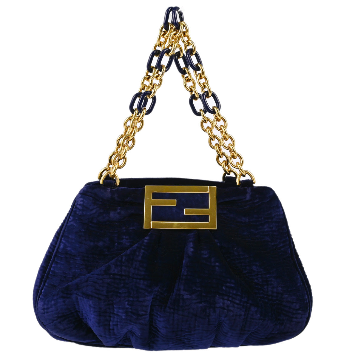 Fendi Navy Velvet Mia Handbag