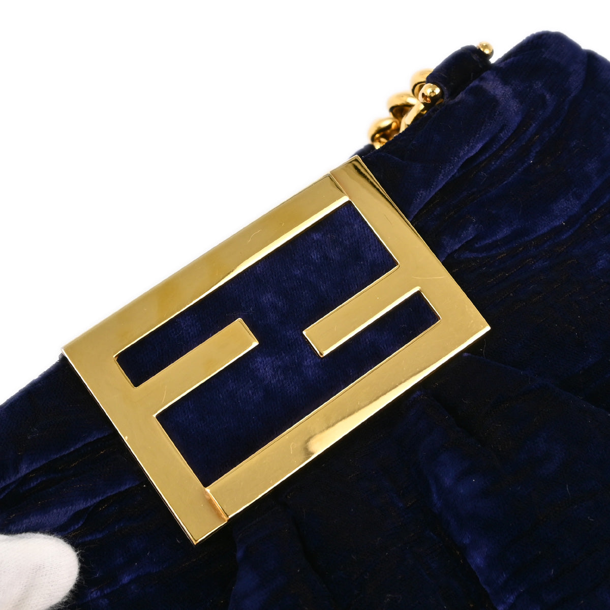 Fendi Navy Velvet Mia Handbag