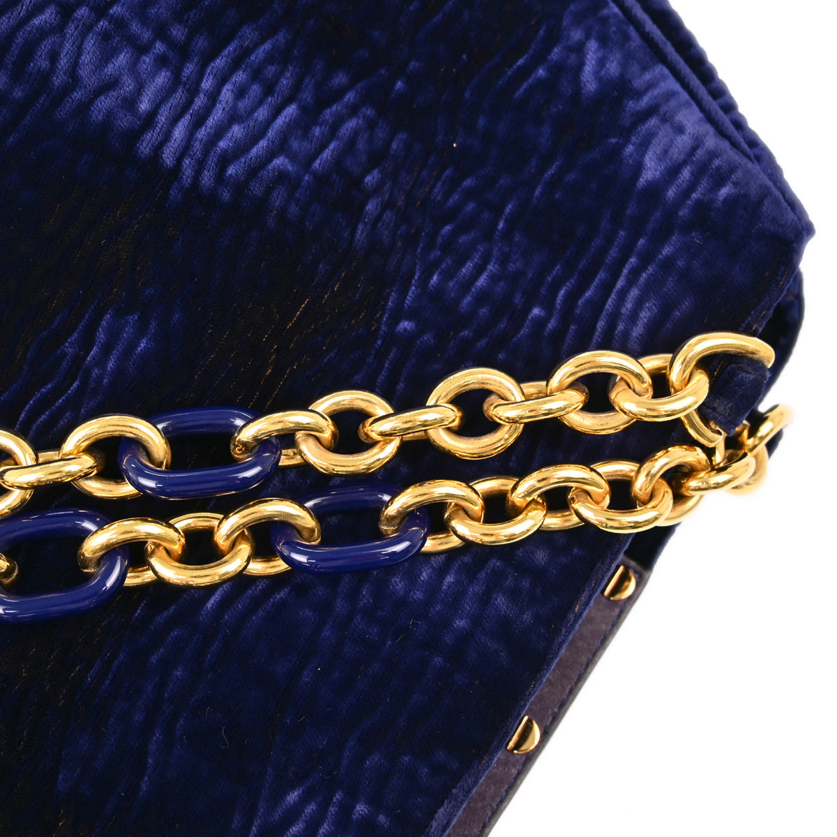 Fendi Navy Velvet Mia Handbag