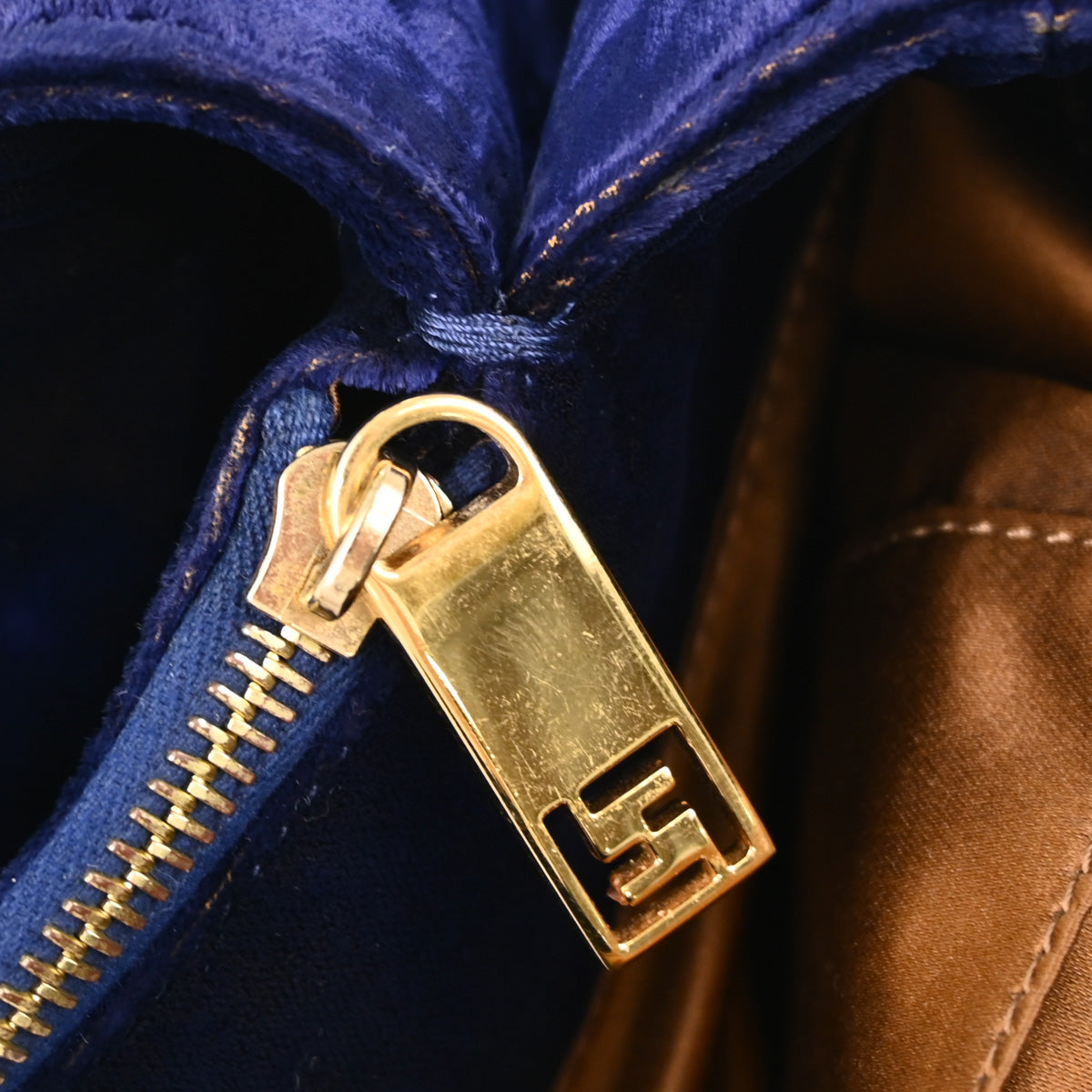 Fendi Navy Velvet Mia Handbag