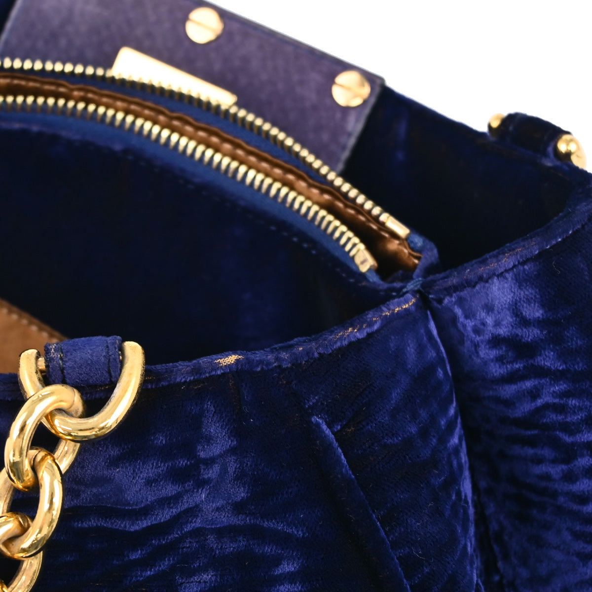 Fendi Navy Velvet Mia Handbag