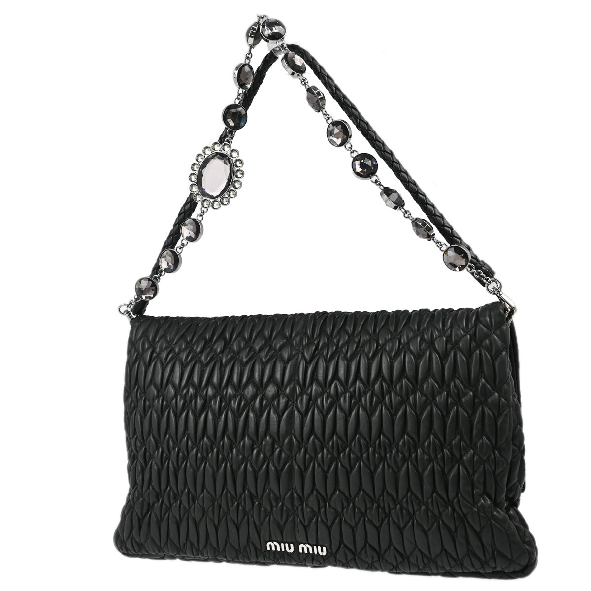 Miu Miu Black Lambskin Matelasse Shoulder Bag