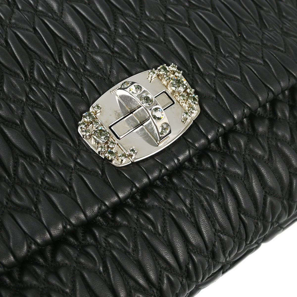 Miu Miu Black Lambskin Matelasse Shoulder Bag