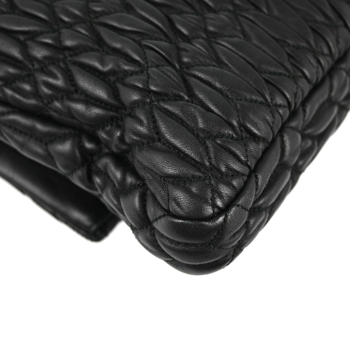 Miu Miu Black Lambskin Matelasse Shoulder Bag