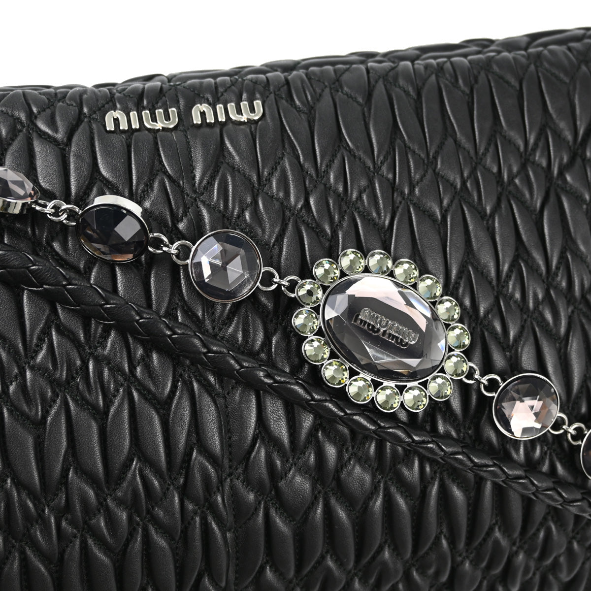 Miu Miu Black Lambskin Matelasse Shoulder Bag