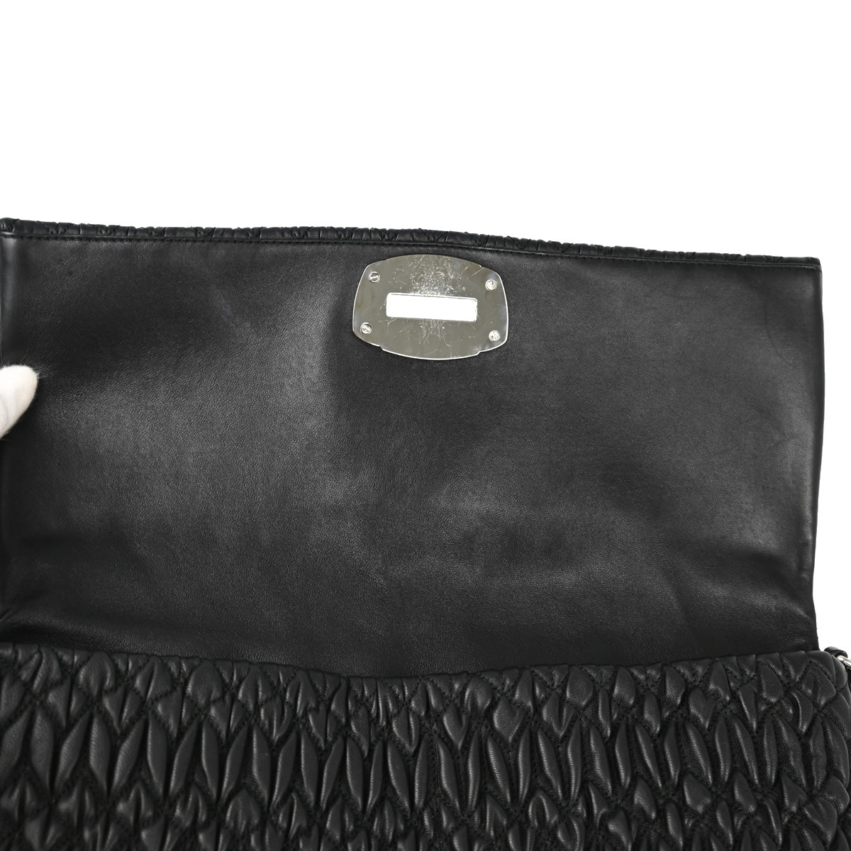 Miu Miu Black Lambskin Matelasse Shoulder Bag