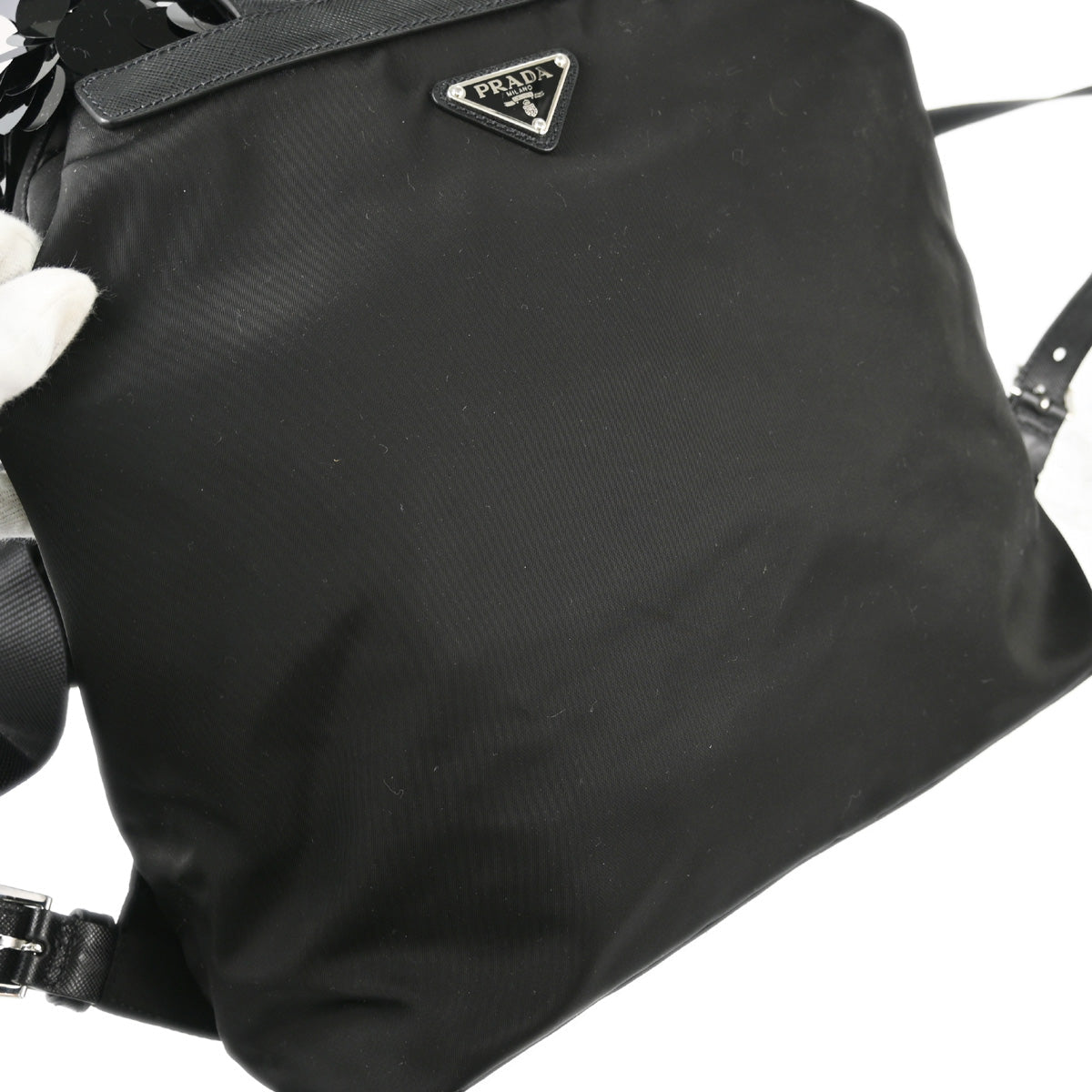 Prada Black Sequins Nylon Backpack