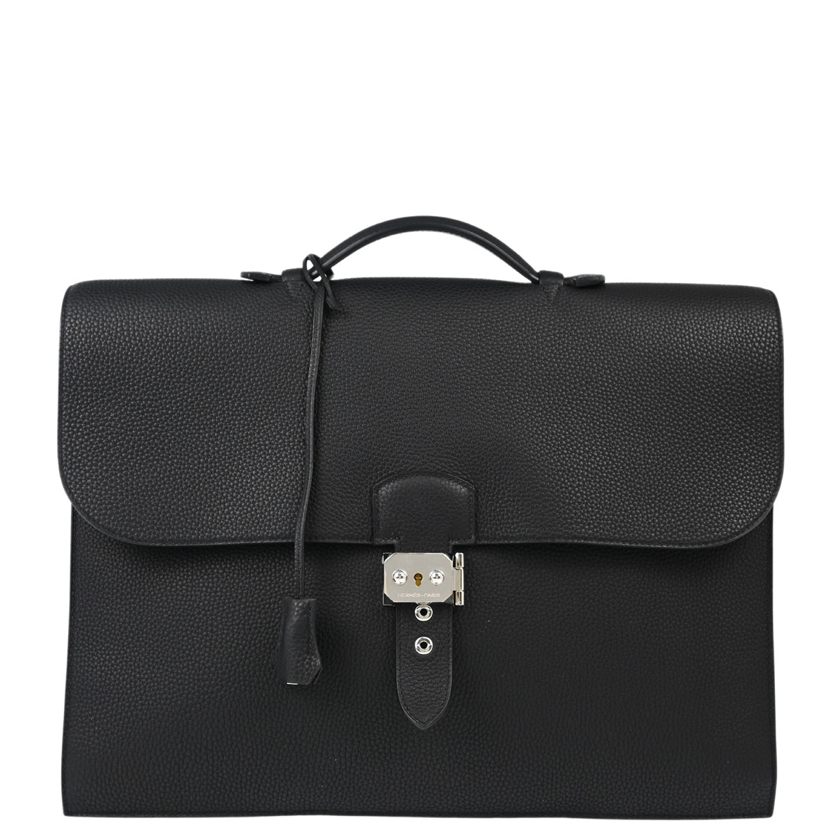 Hermes Black Togo Sac a Depeches 38 Briefcase