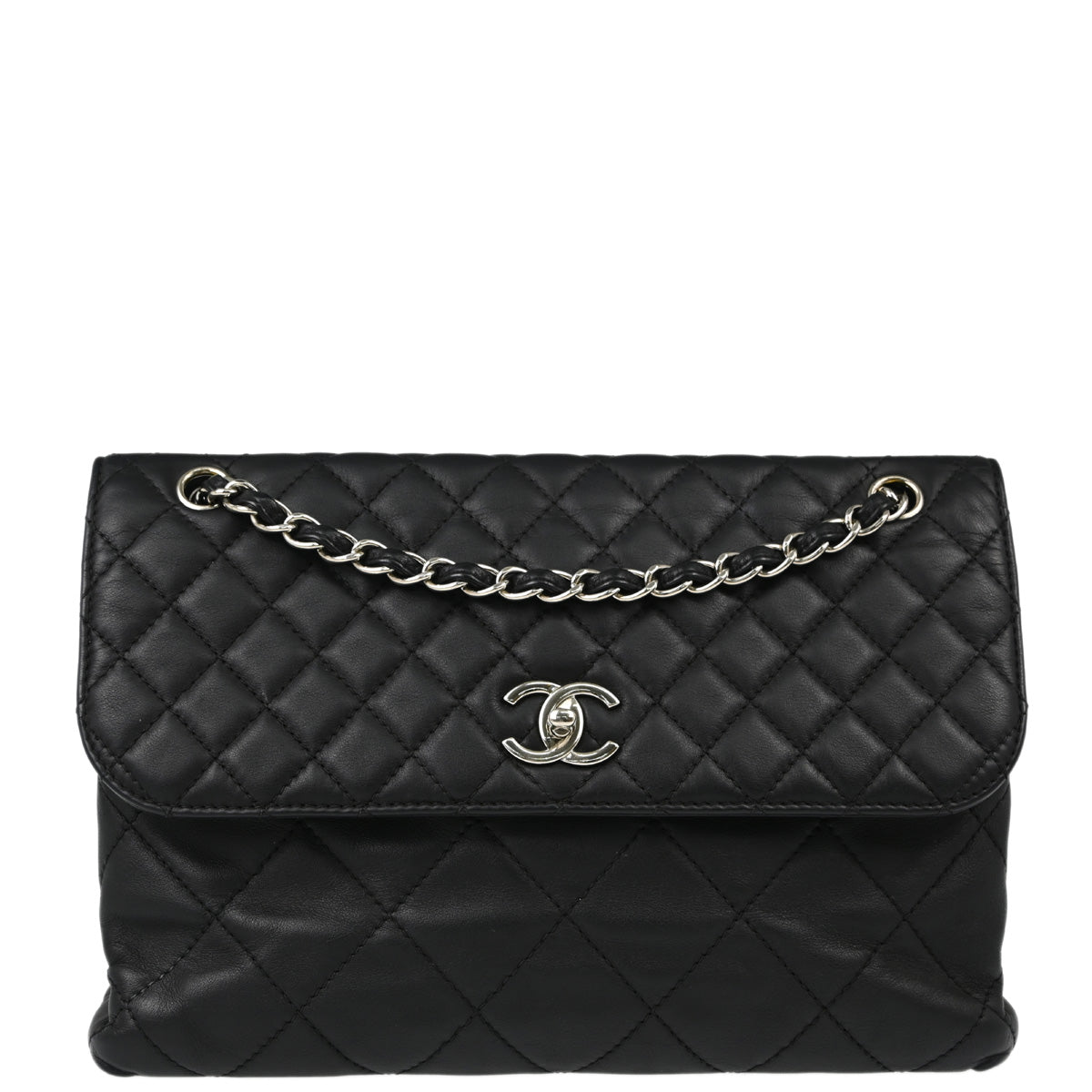 Chanel 2011 Black Calfskin Straight Flap Shoulder Bag