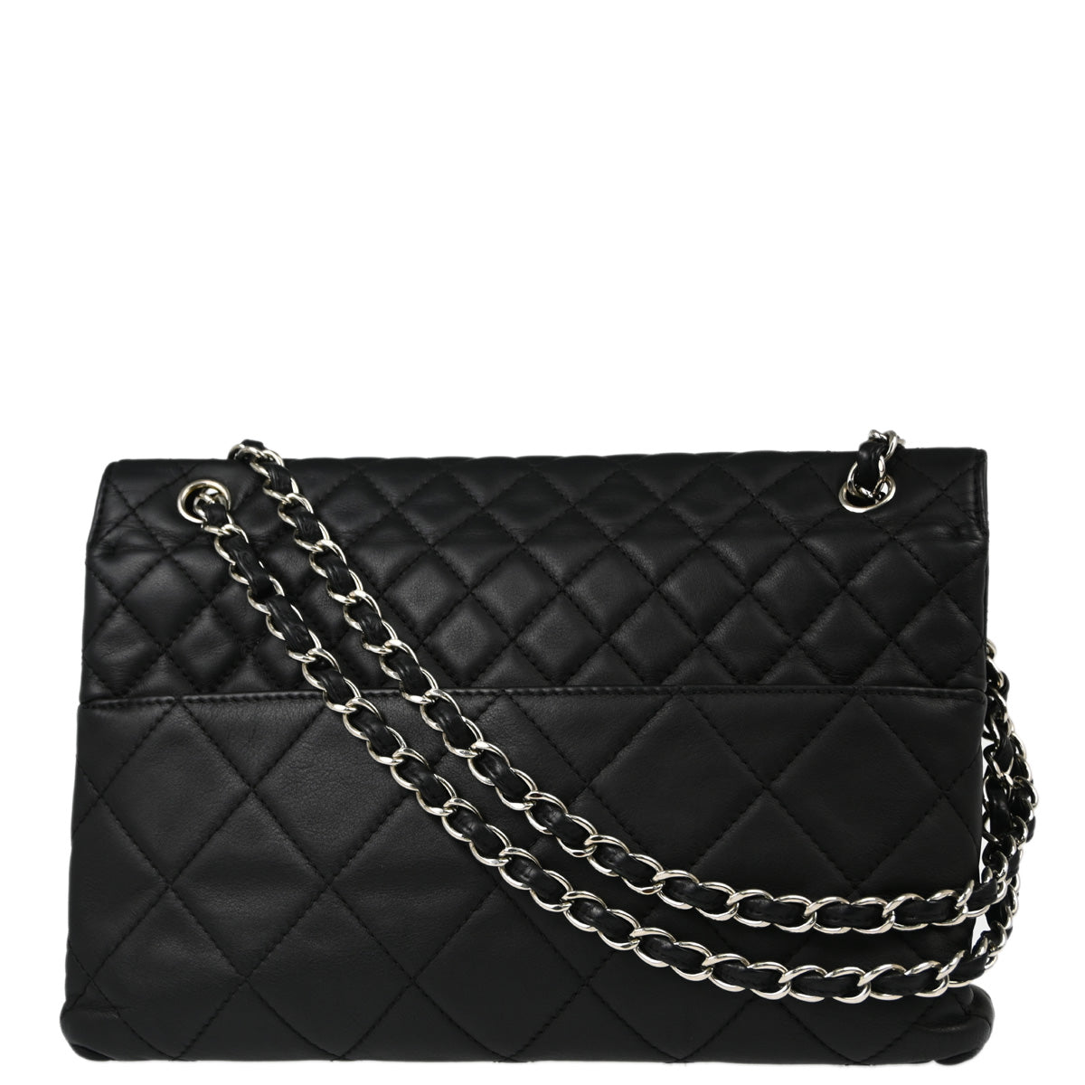 Chanel 2011 Black Calfskin Straight Flap Shoulder Bag