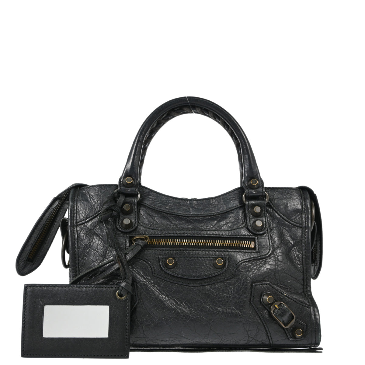 Balenciaga Black Goatskin Mini City Handbag