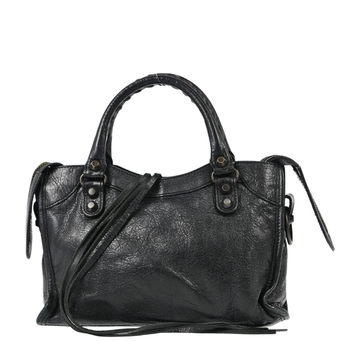 Balenciaga Black Goatskin Mini City Handbag