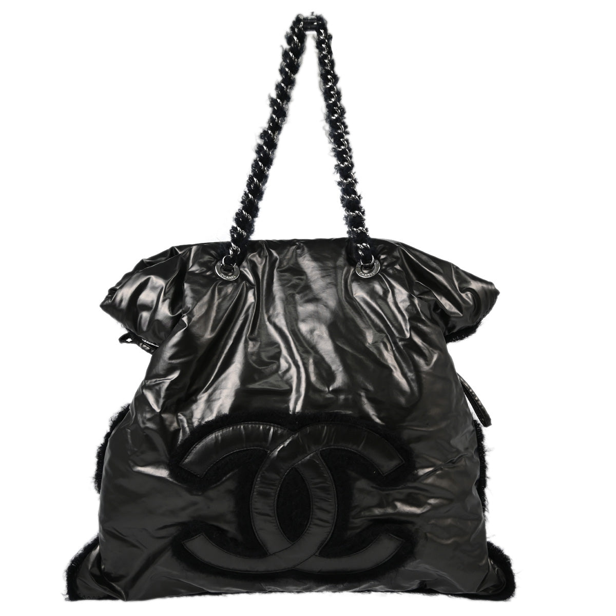 Chanel 2010-2011 Black Vinyl Polar Bon Bon Tote Bag