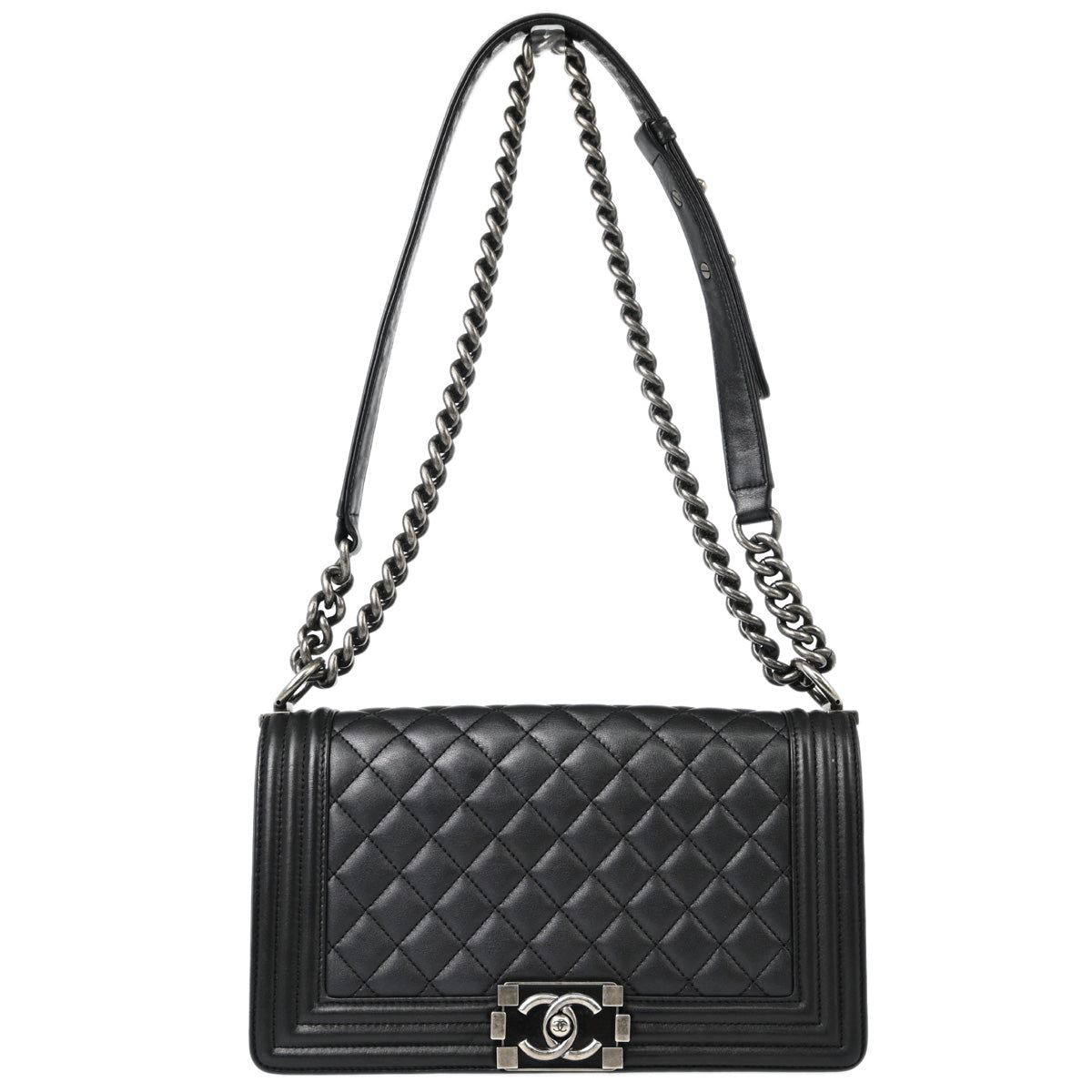 Boy Chanel 2014 Gray Caviar Medium Chain Shoulder Bag