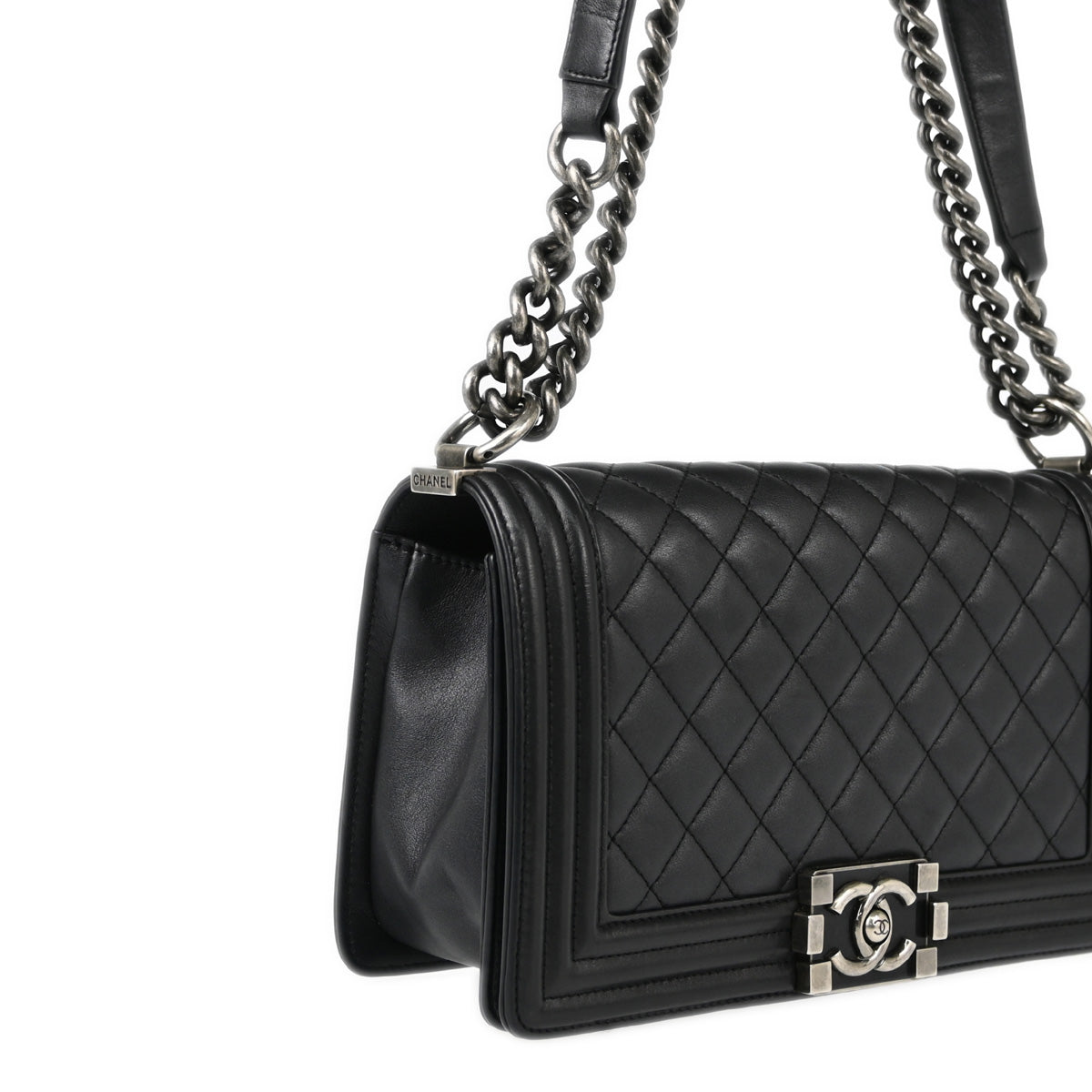 Boy Chanel 2014 Gray Caviar Medium Chain Shoulder Bag