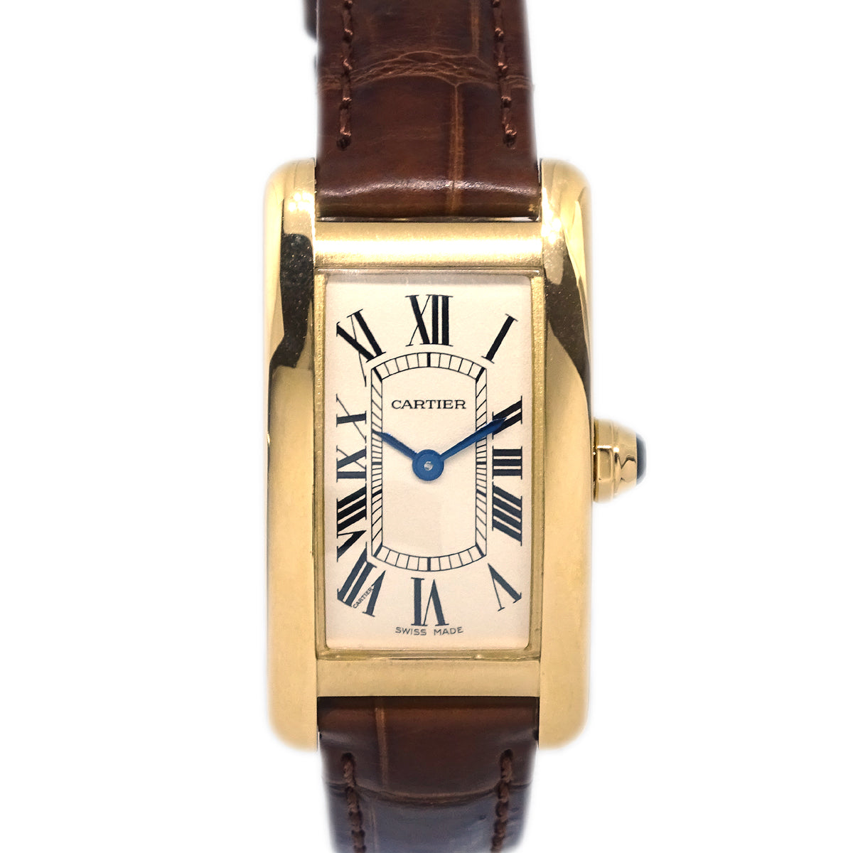 Cartier 2016 Tank Americaine Ref.2482 Quartz Watch 18KYG Brown