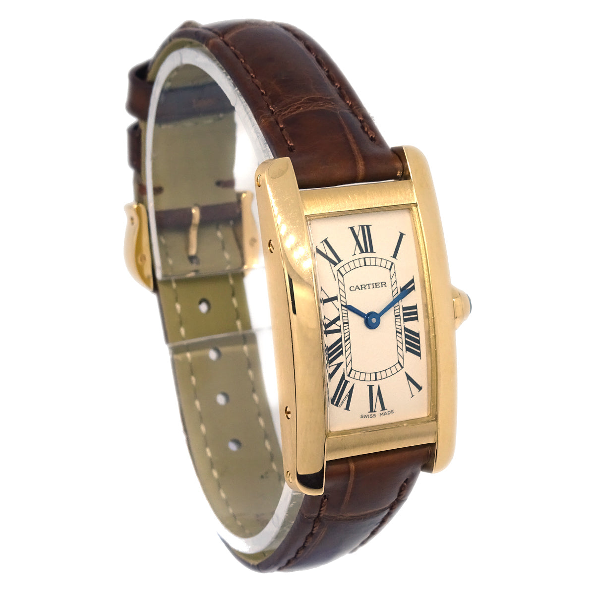 Cartier 2016 Tank Americaine Ref.2482 Quartz Watch 18KYG Brown