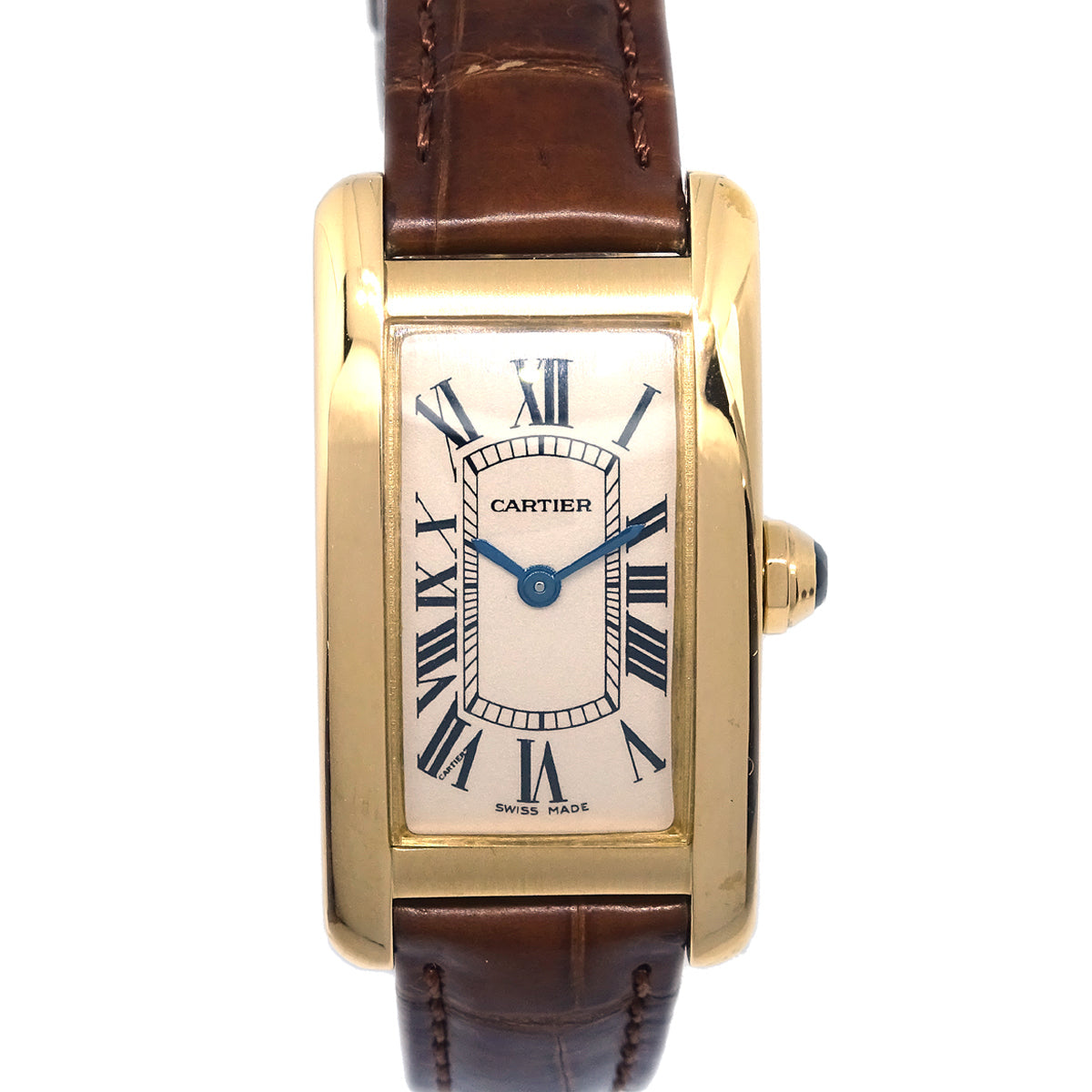 Cartier Tank Americaine Ref.2482 Quartz Watch 18KYG Brown