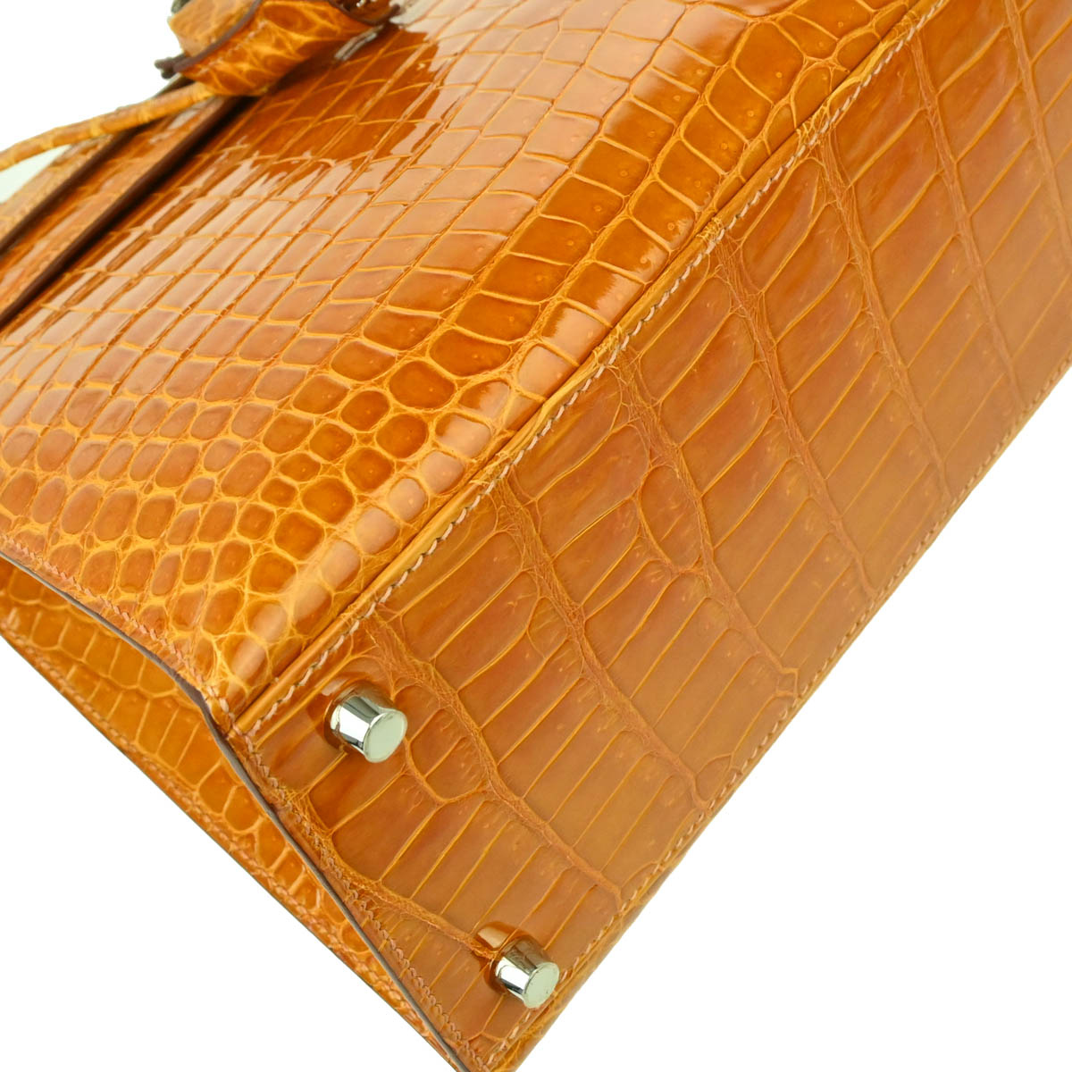 Hermes * 2010 Saffron Porosus Crocodile Kelly 28 Sellier 2way Handbag