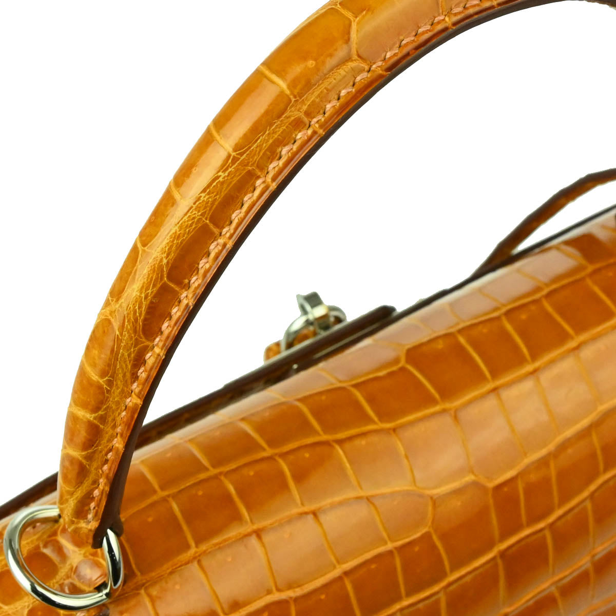 Hermes * 2010 Saffron Porosus Crocodile Kelly 28 Sellier 2way Handbag