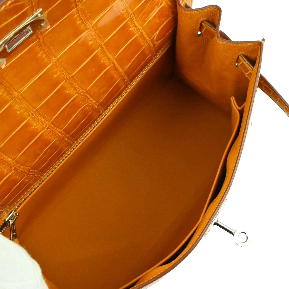 Hermes * 2010 Saffron Porosus Crocodile Kelly 28 Sellier 2way Handbag