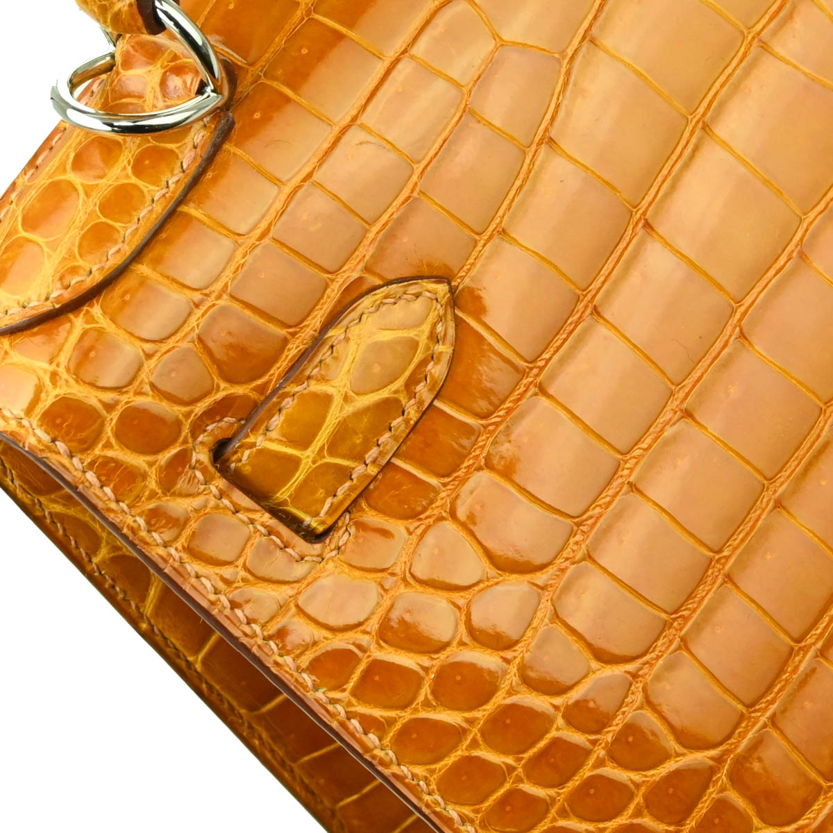 Hermes * 2010 Saffron Porosus Crocodile Kelly 28 Sellier 2way Handbag