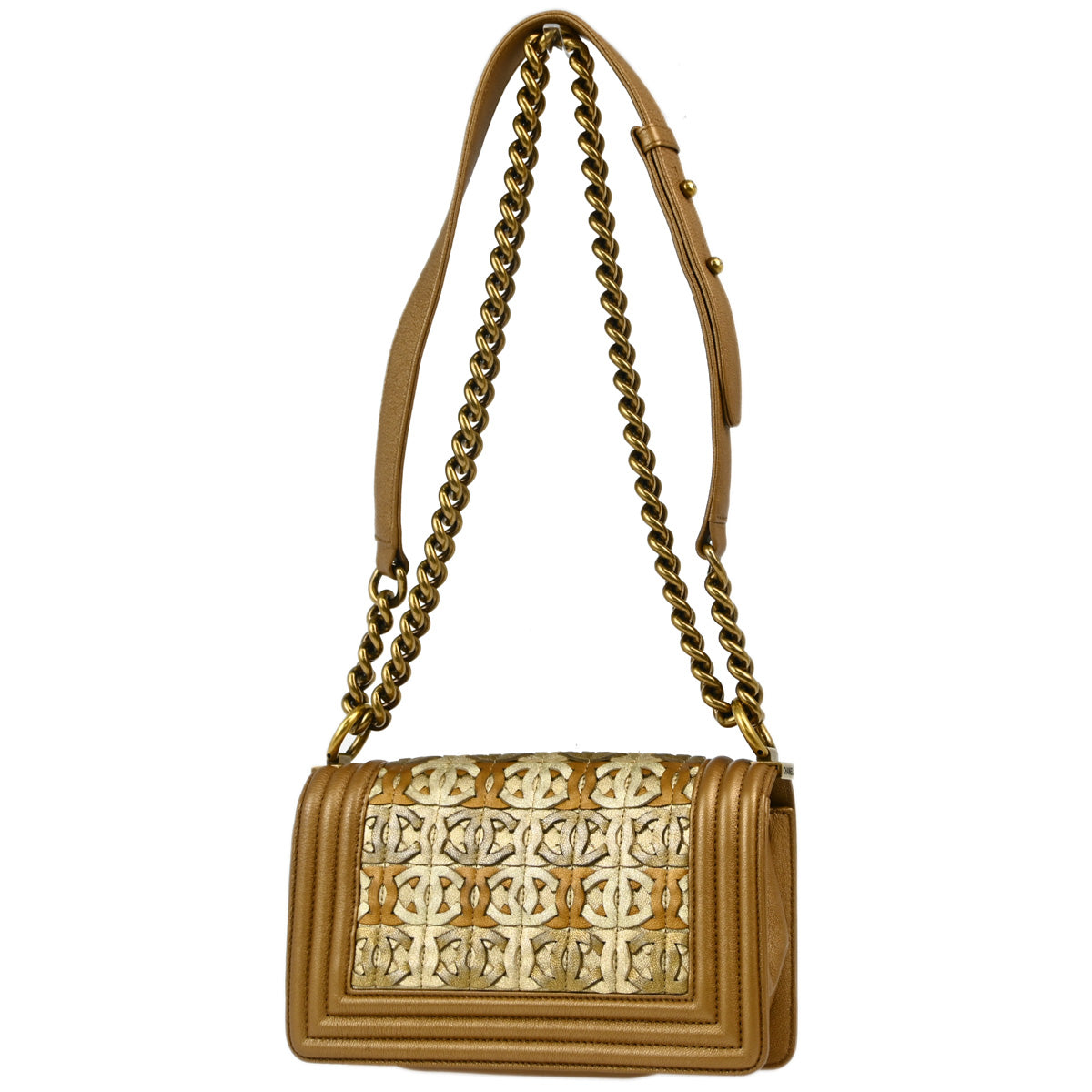 Boy Chanel 2014-2015 Gold Lambskin Calfskin Small Chain Shoulder Bag