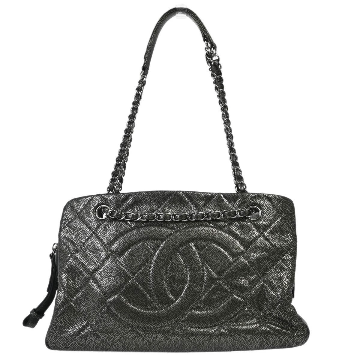 Chanel 2010-2011 Silver Caviar Shoulder Tote Bag