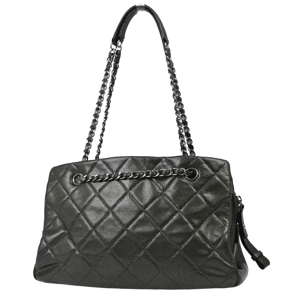 Chanel 2010-2011 Silver Caviar Shoulder Tote Bag