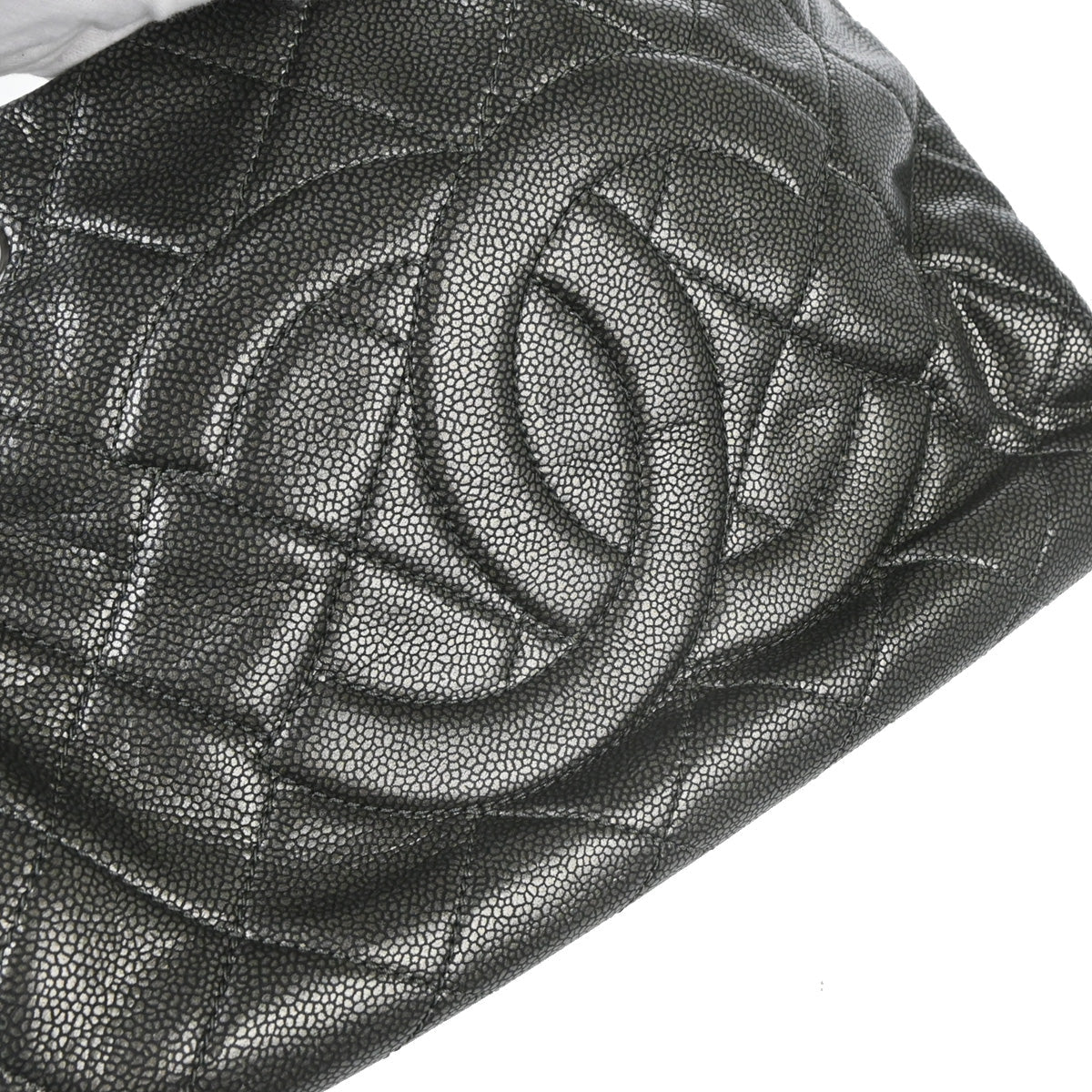 Chanel 2010-2011 Silver Caviar Shoulder Tote Bag