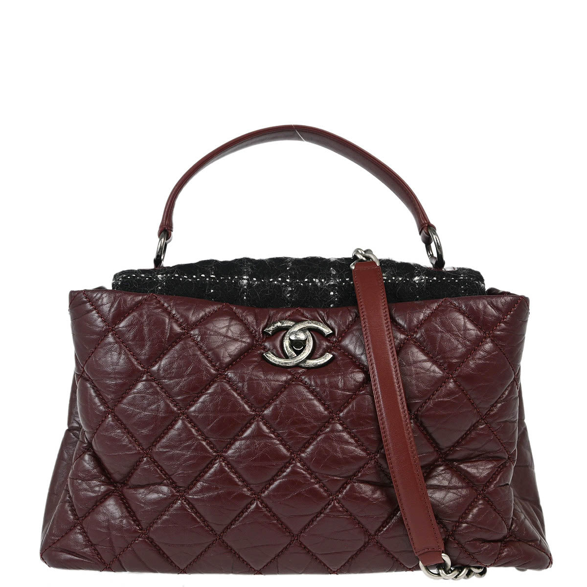 Chanel 2013-2014 Bordeaux Calfskin Portobello 2way Shoulder Handbag