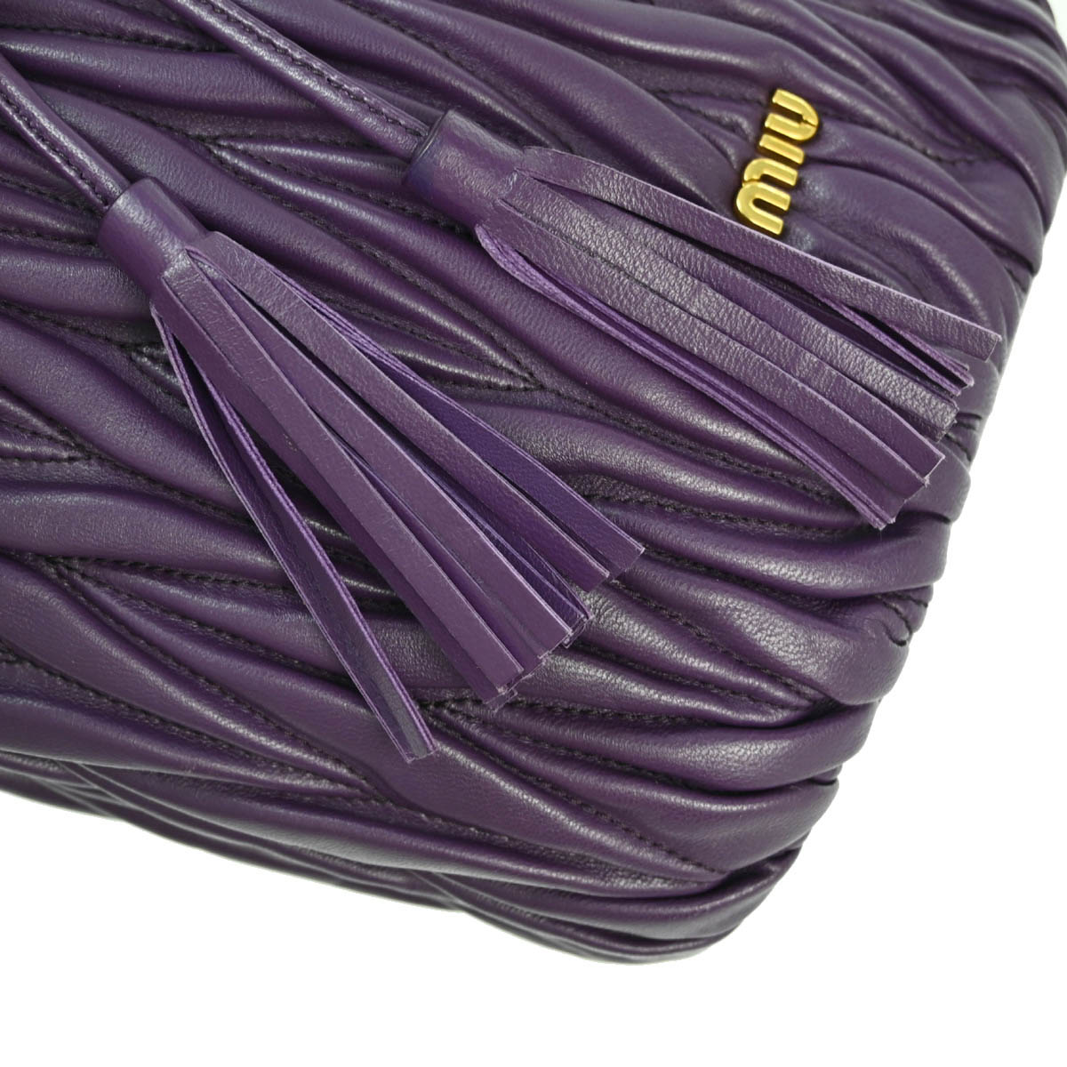 Miu Miu Purple Lambskin Matelasse Bucket Shoulder Bag