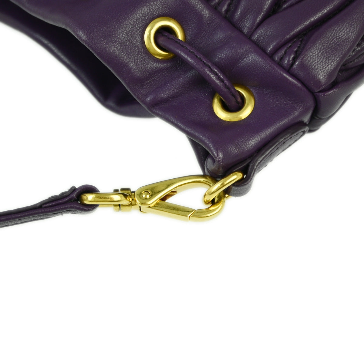 Miu Miu Purple Lambskin Matelasse Bucket Shoulder Bag