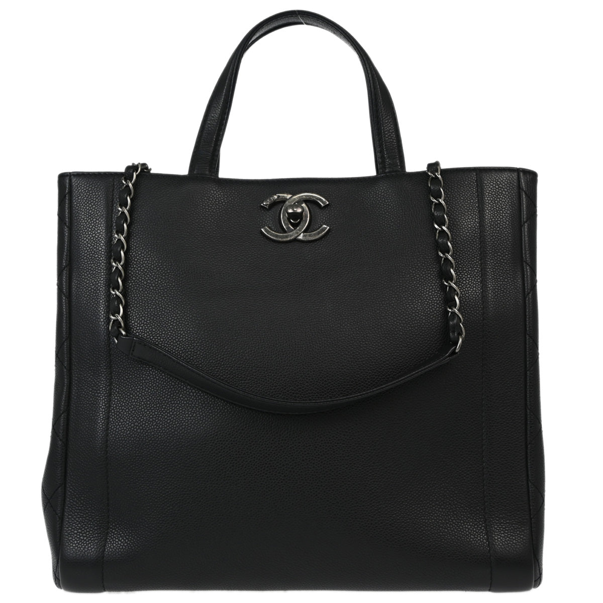 Chanel Black 2014-2015 Caviar 2way Tote Bag