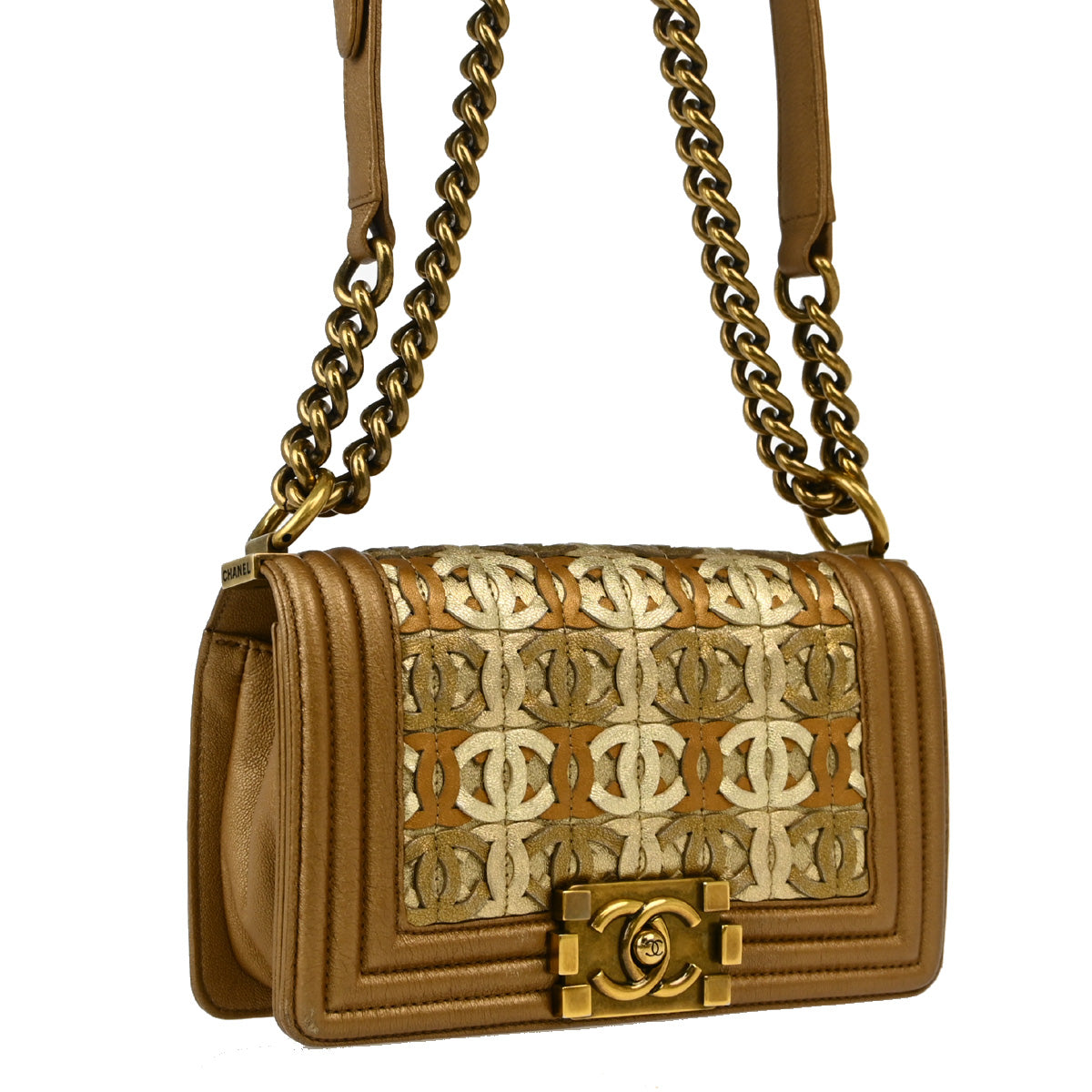 Boy Chanel 2014-2015 Gold Lambskin Calfskin Small Chain Shoulder Bag