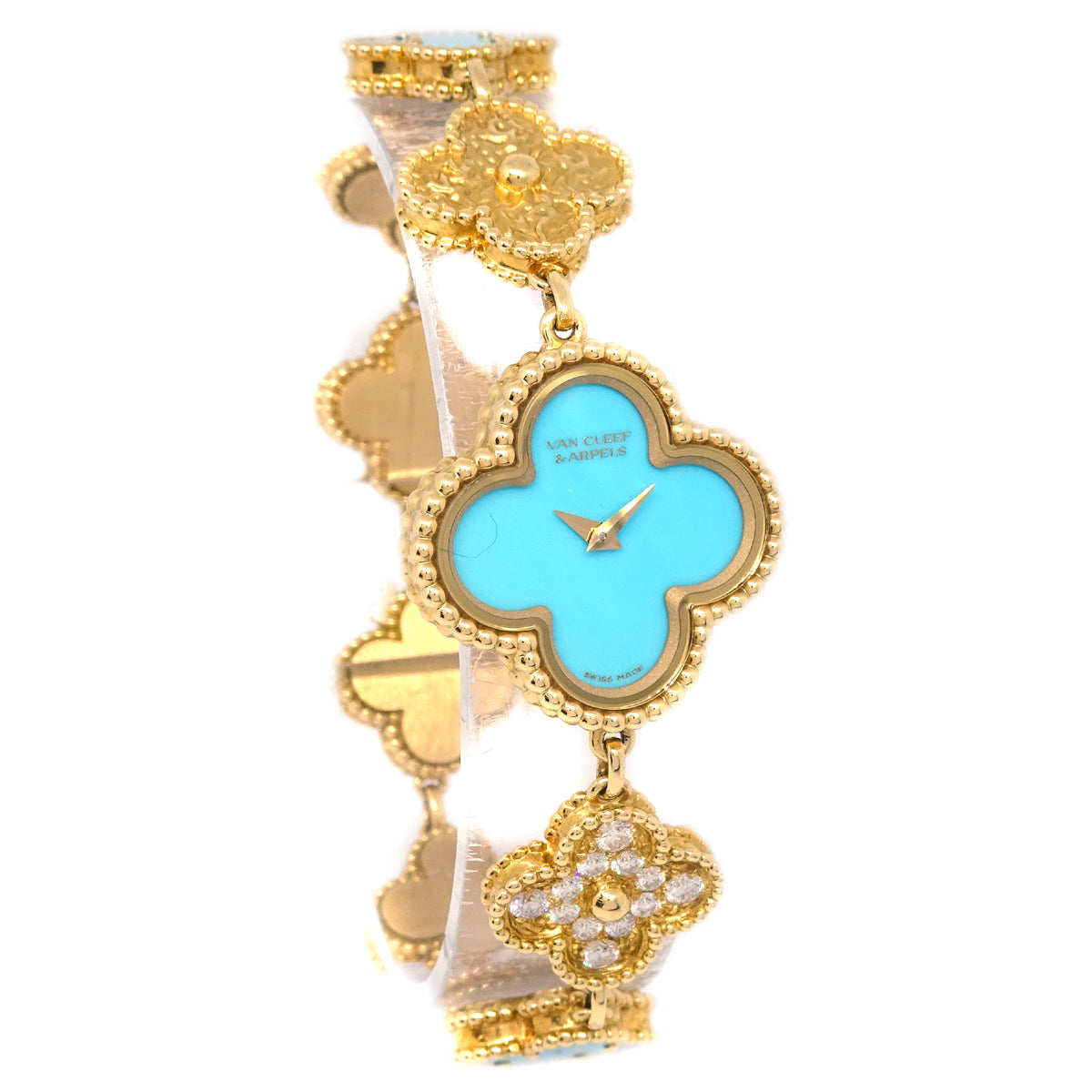 Van Cleef & Arpels Alhambra Ref.HH90580 Quartz Watch 18KYG Turquoise